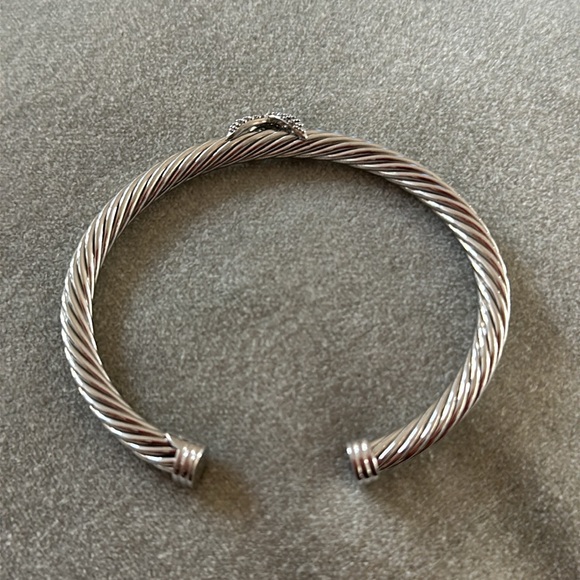 David Yurman Diamond Pave Silver X Cable Bracelet 5mm - Picture 8 of 11